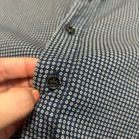 Rodd & Gunn Dress Shirt 2XL Geometric Blue Sports Fit Italian Fabric Button Up - Picture 3 of 9